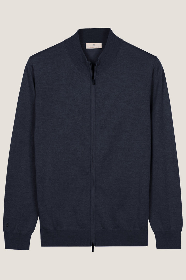 Merino Full Zip Vest - Navy