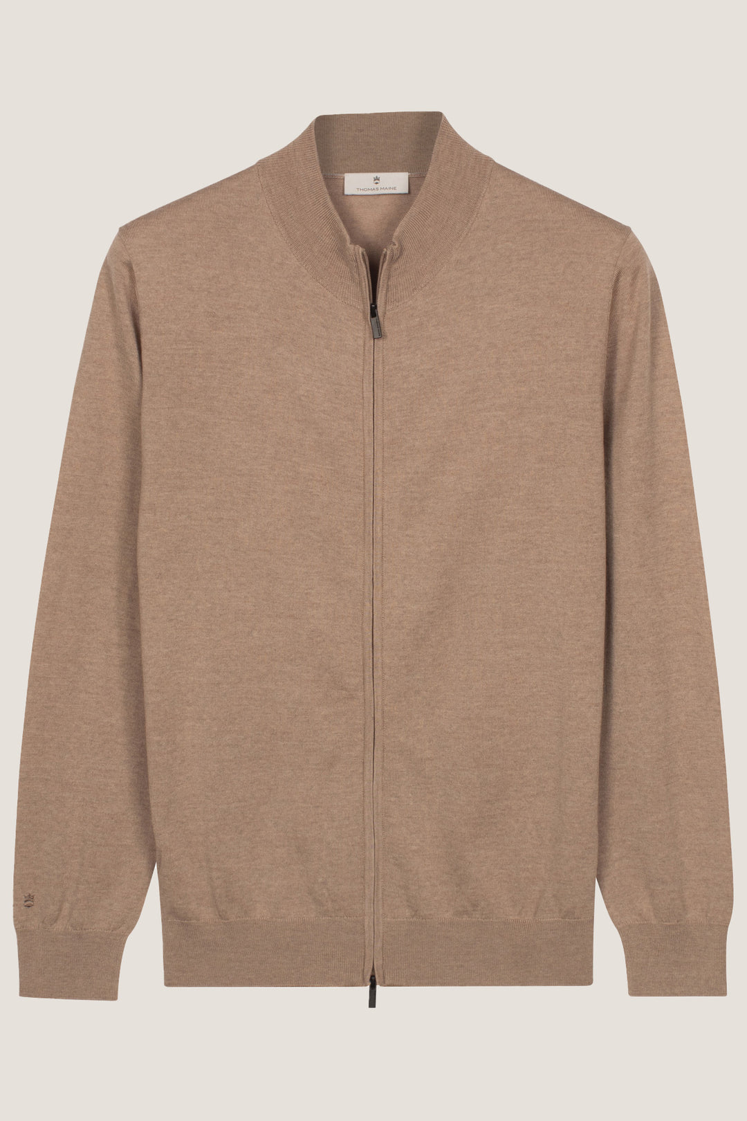 Merino Full Zip Vest - Beige
