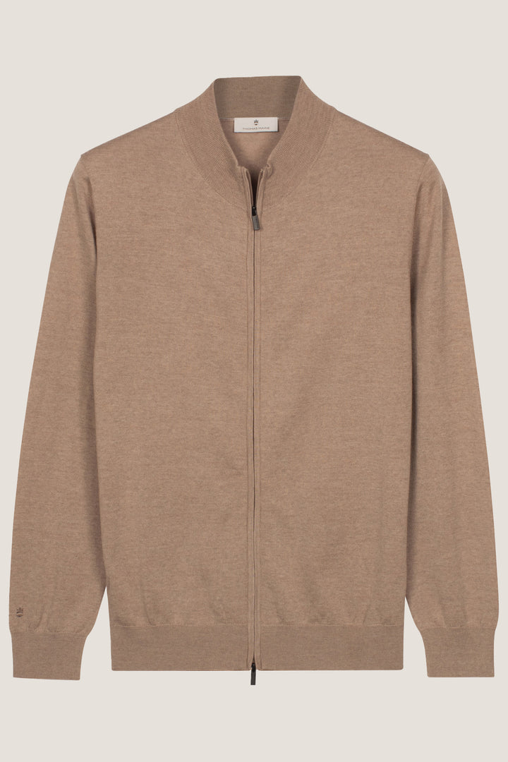 Merino Full Zip Vest - Beige