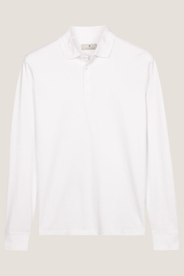Liquid Cotton Longsleeve Polo - Wit
