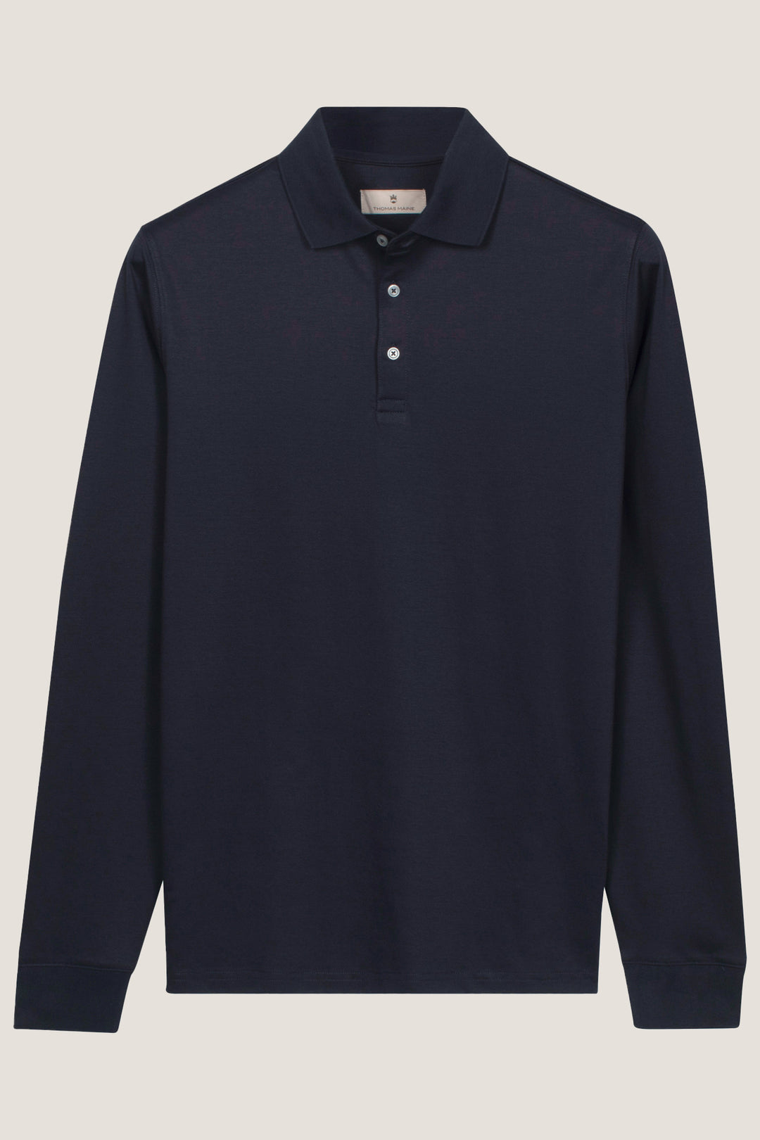 Liquid Cotton Long-sleeve Polo - Navy