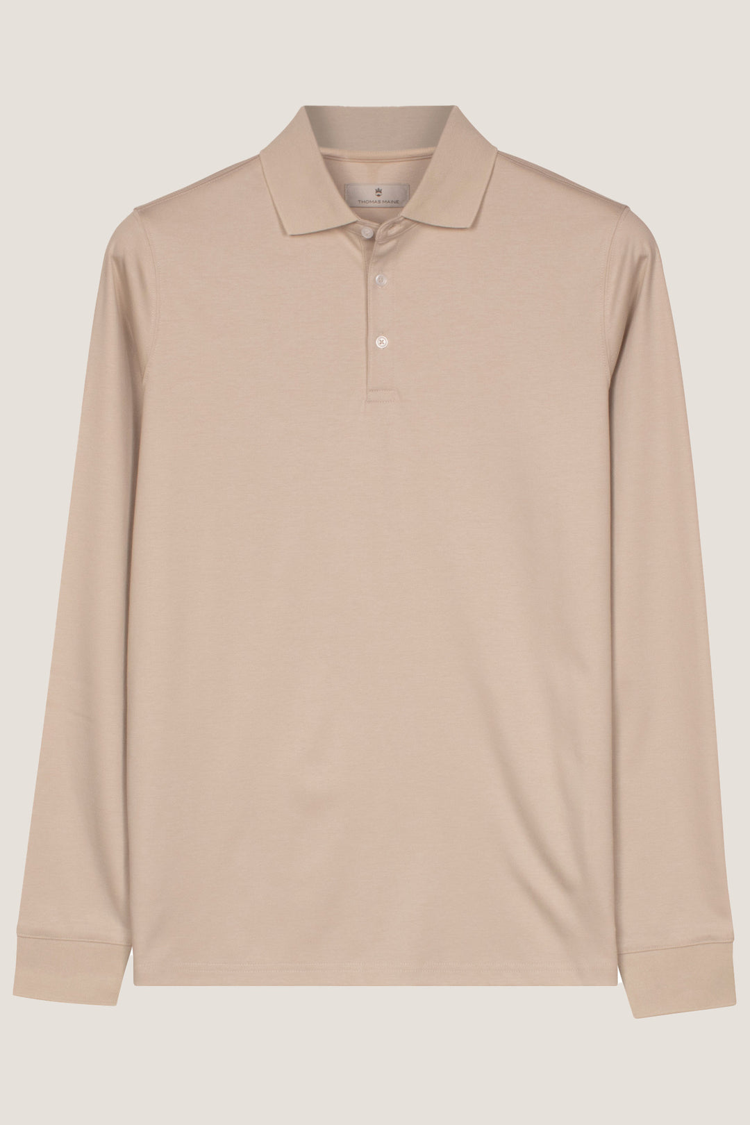 Liquid Cotton Long Sleeve Polo - Beige