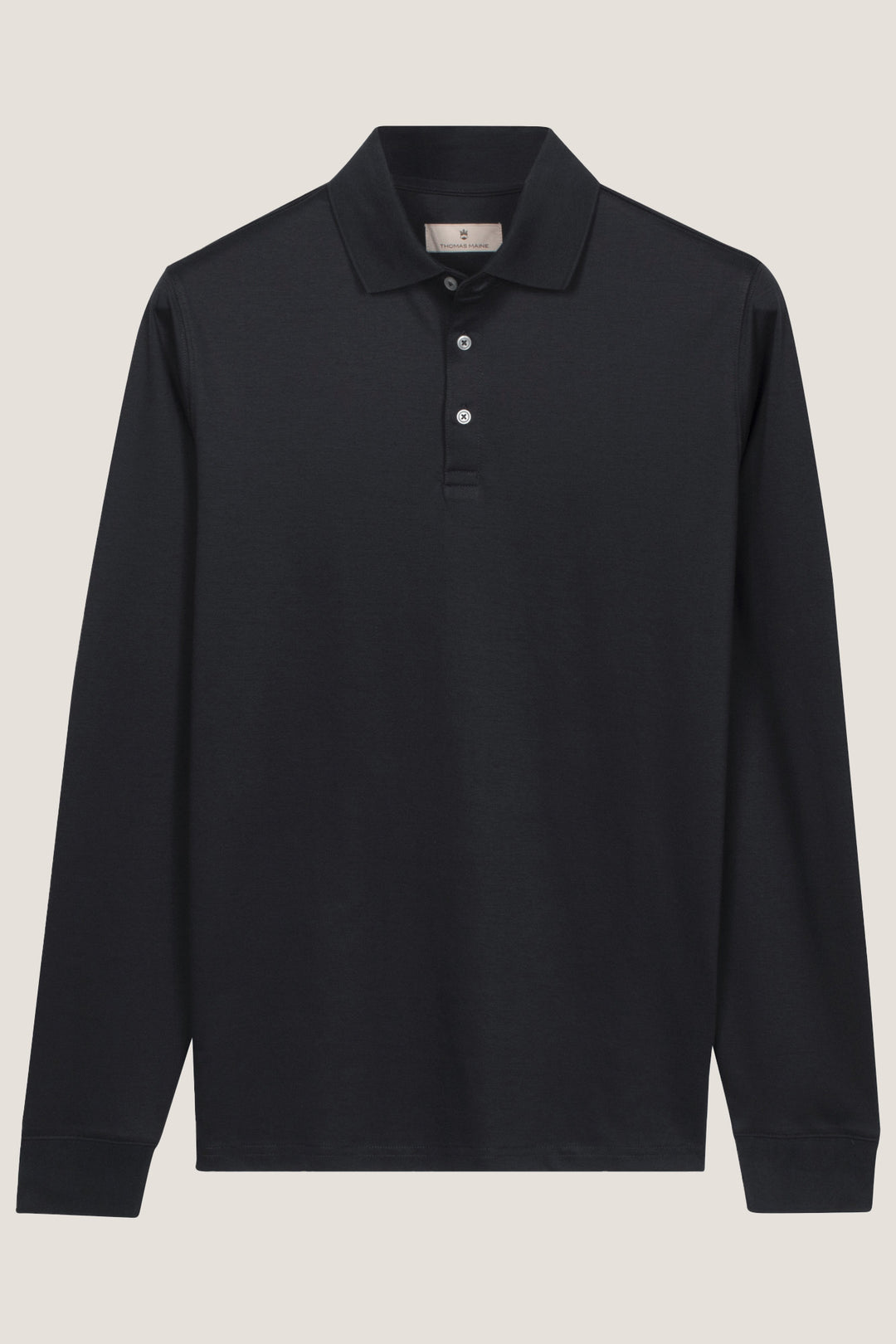 Liquid Cotton Long Sleeve Polo - Black