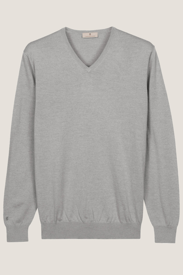 Merino V-neck Pullover - Grijs