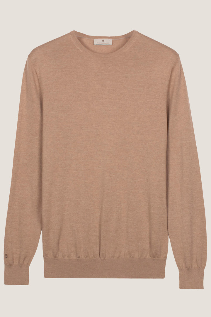 Merino Crew Neck Pullover - Beige
