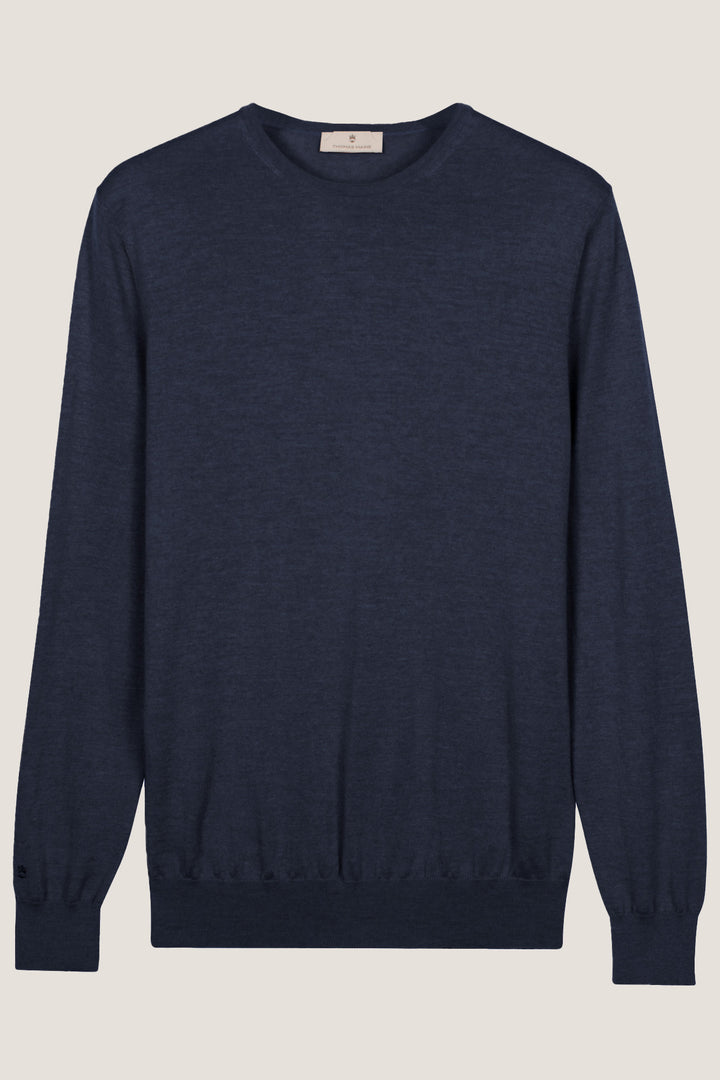 Merino Crew Neck Pullover - Navy