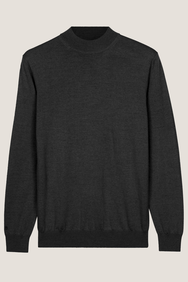 Merino Mock Neck Pullover - Zwart
