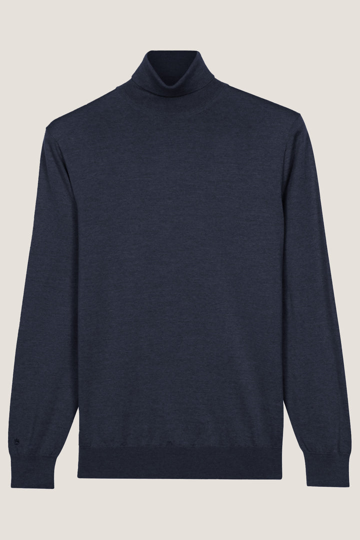 Merino High Neck Pullover - Navy