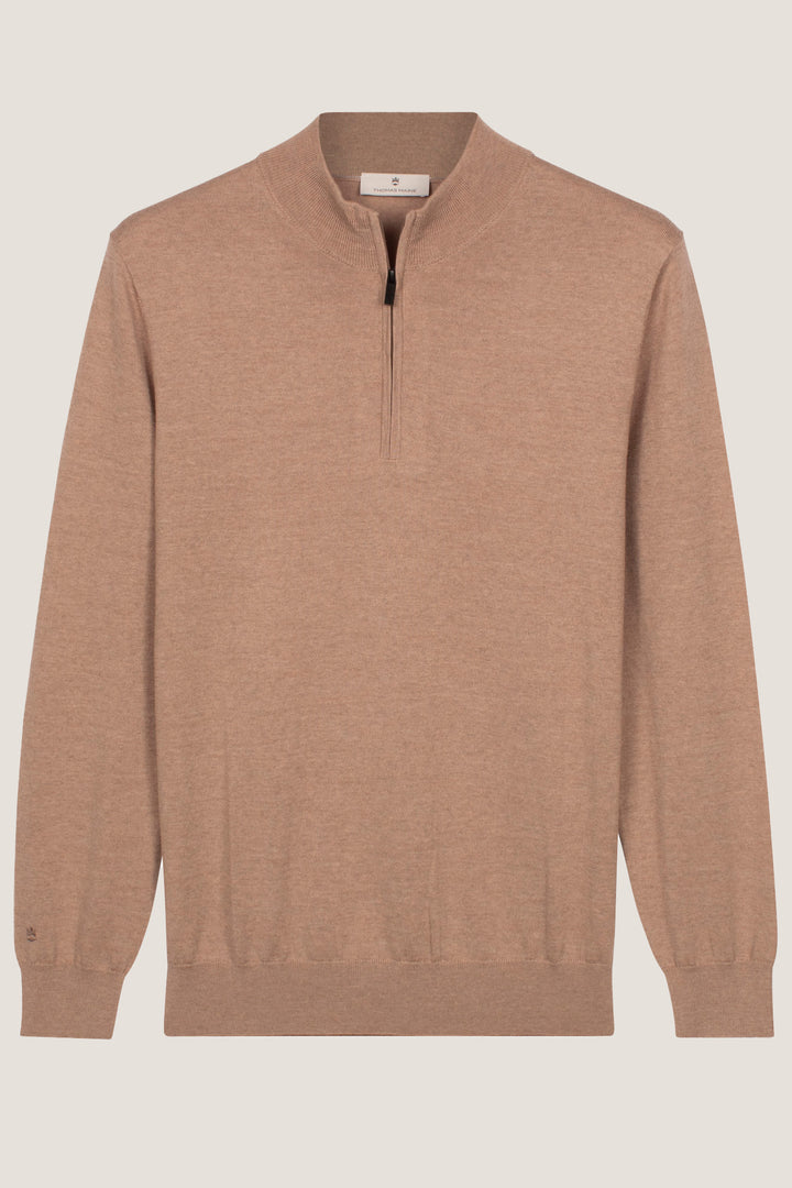 Merino Half Zip Pullover - Beige