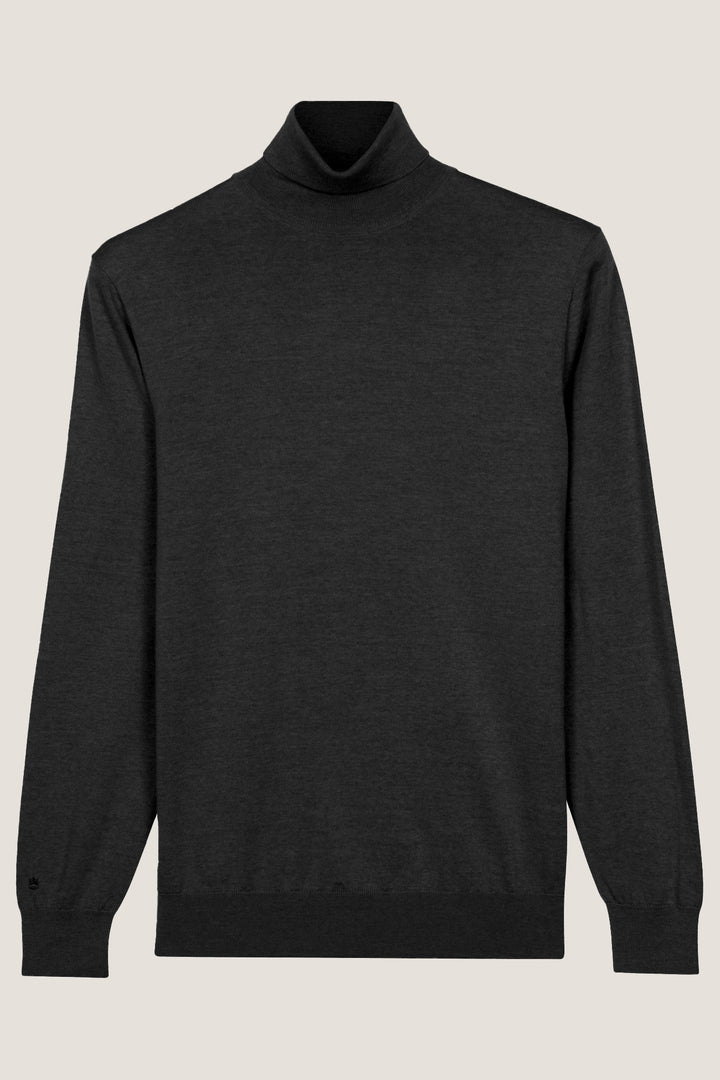 Merino High Neck Pullover - Zwart