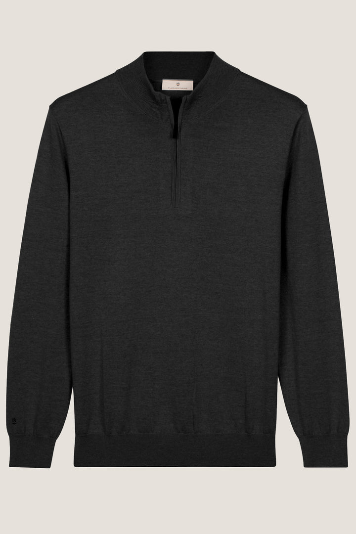 Merino Half Zip Pullover - Zwart
