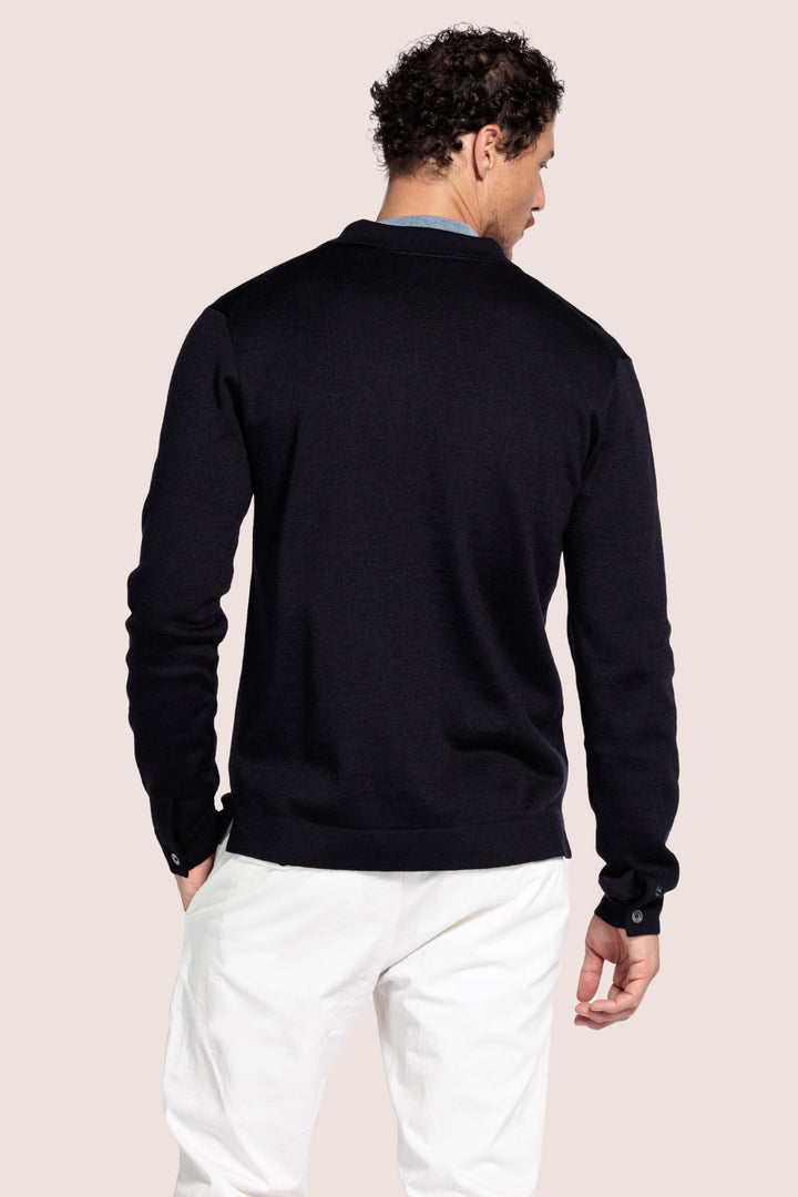 Gebreid Vest met knoopsluiting - Navy