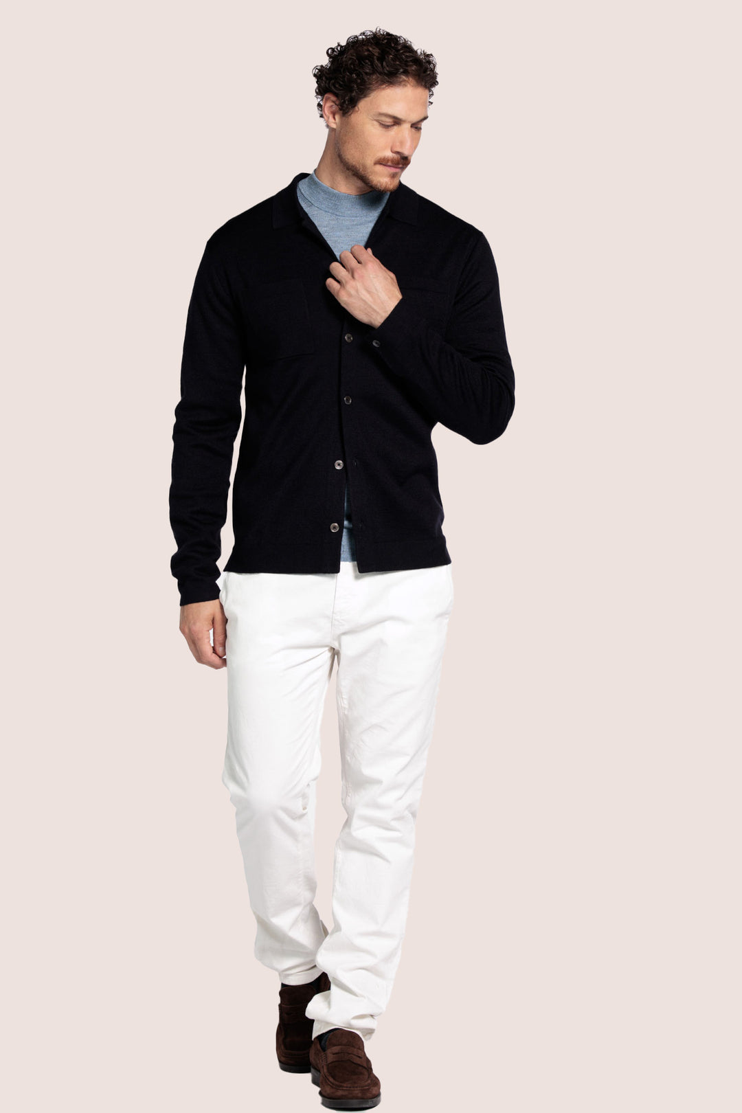 Gebreid Vest met knoopsluiting - Navy