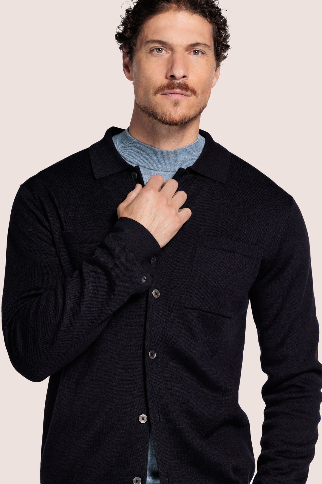 Gebreid Vest met knoopsluiting - Navy