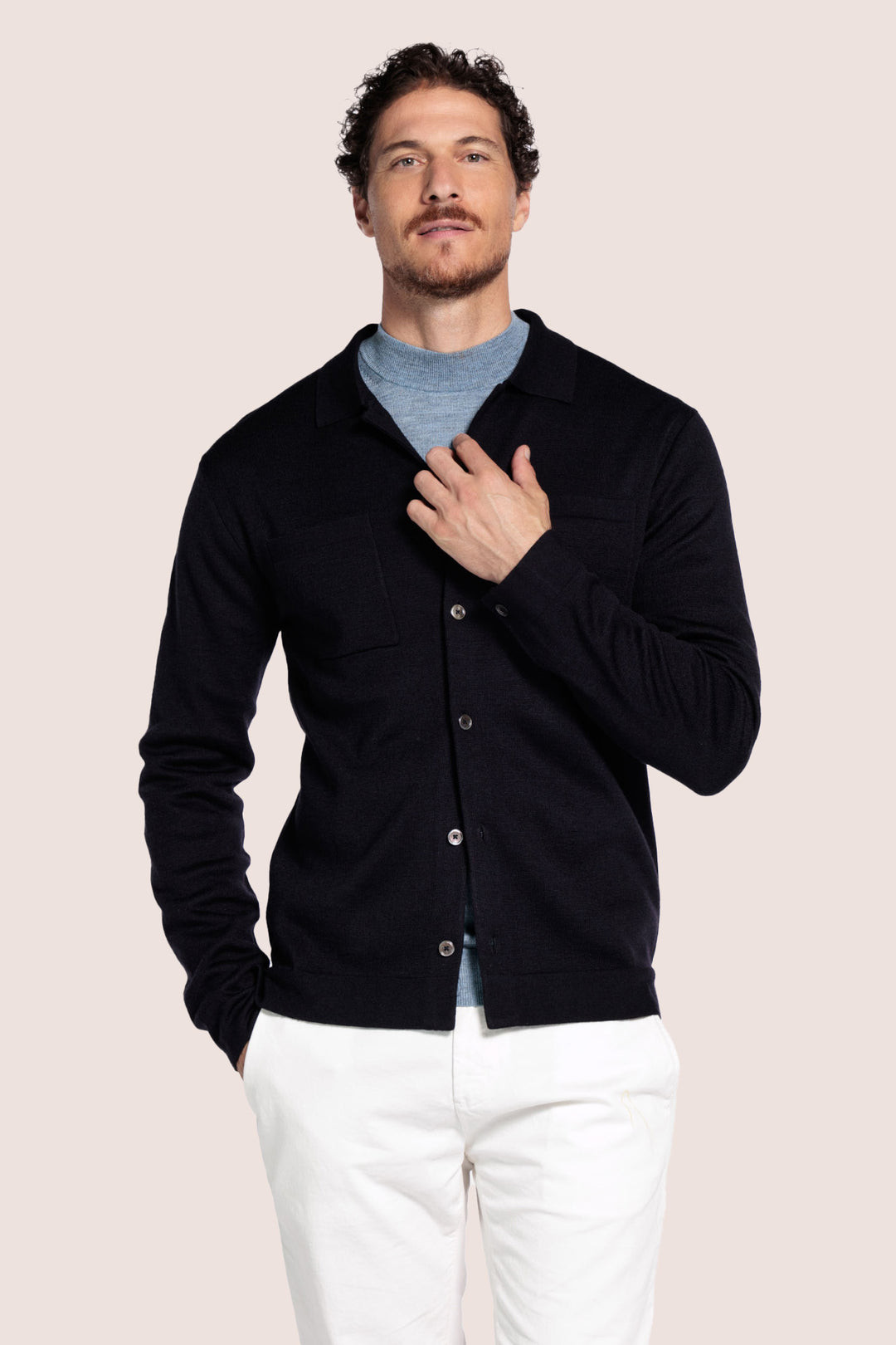 Gebreid Vest met knoopsluiting - Navy