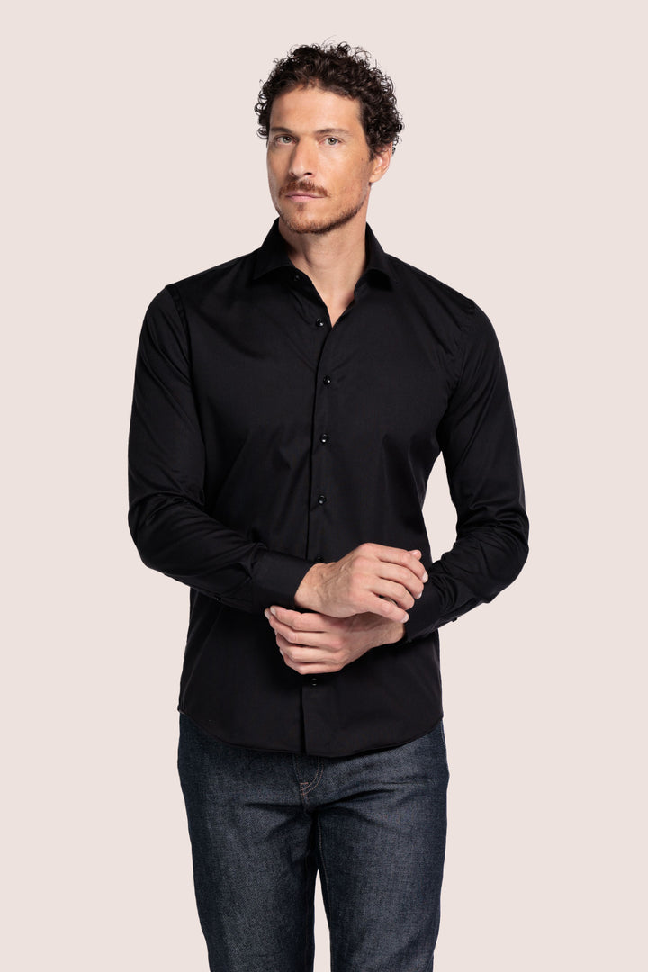 Two-ply Twill Overhemd - Zwart