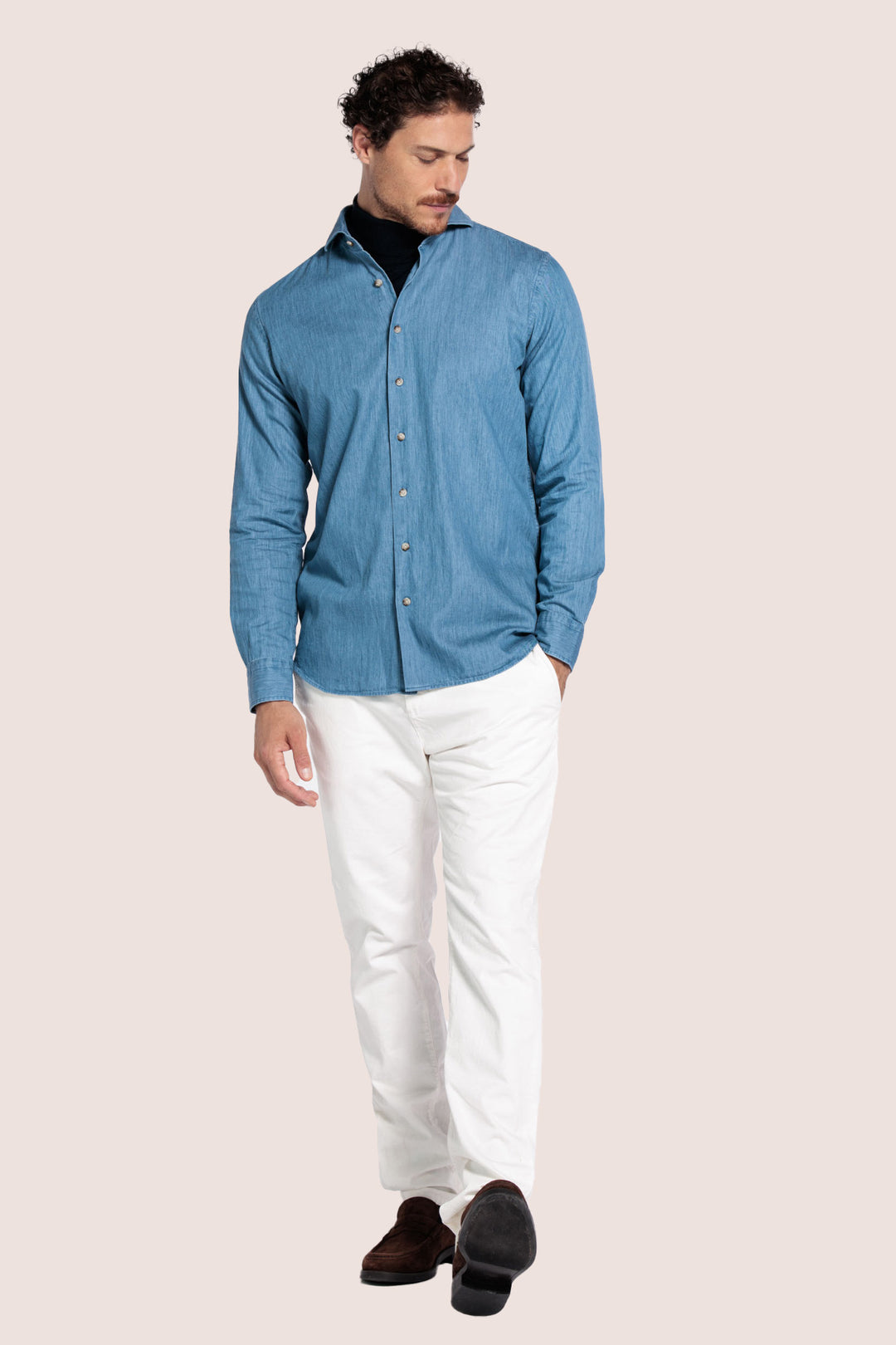 Denimlook overhemd - Blauw