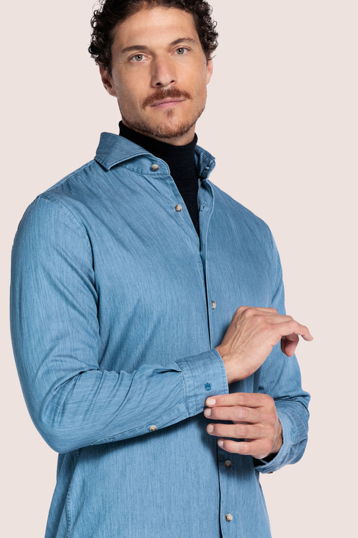 Denimlook overhemd - Blauw