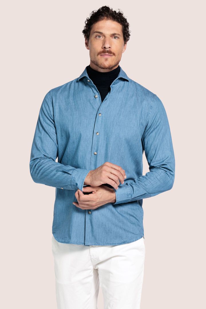 Denimlook overhemd - Blauw