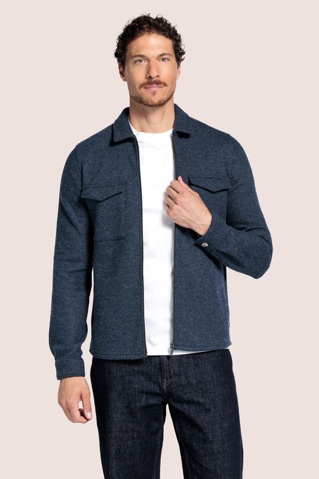Wolblend Overshirt - Blauw