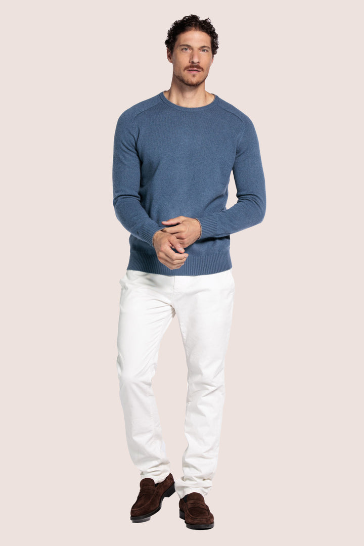 Lamswollen Crewneck Pullover - Blauw