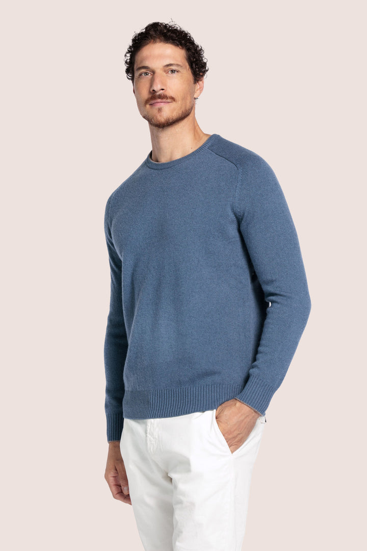 Lamswollen Crewneck Pullover - Blauw