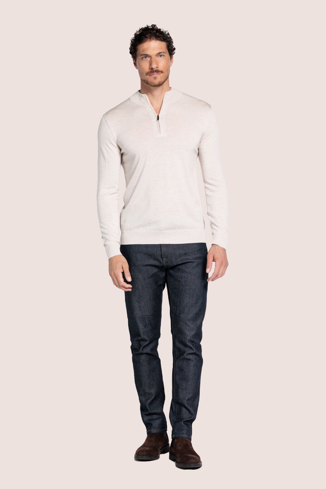 Half-zip Merino Pullover - Wit