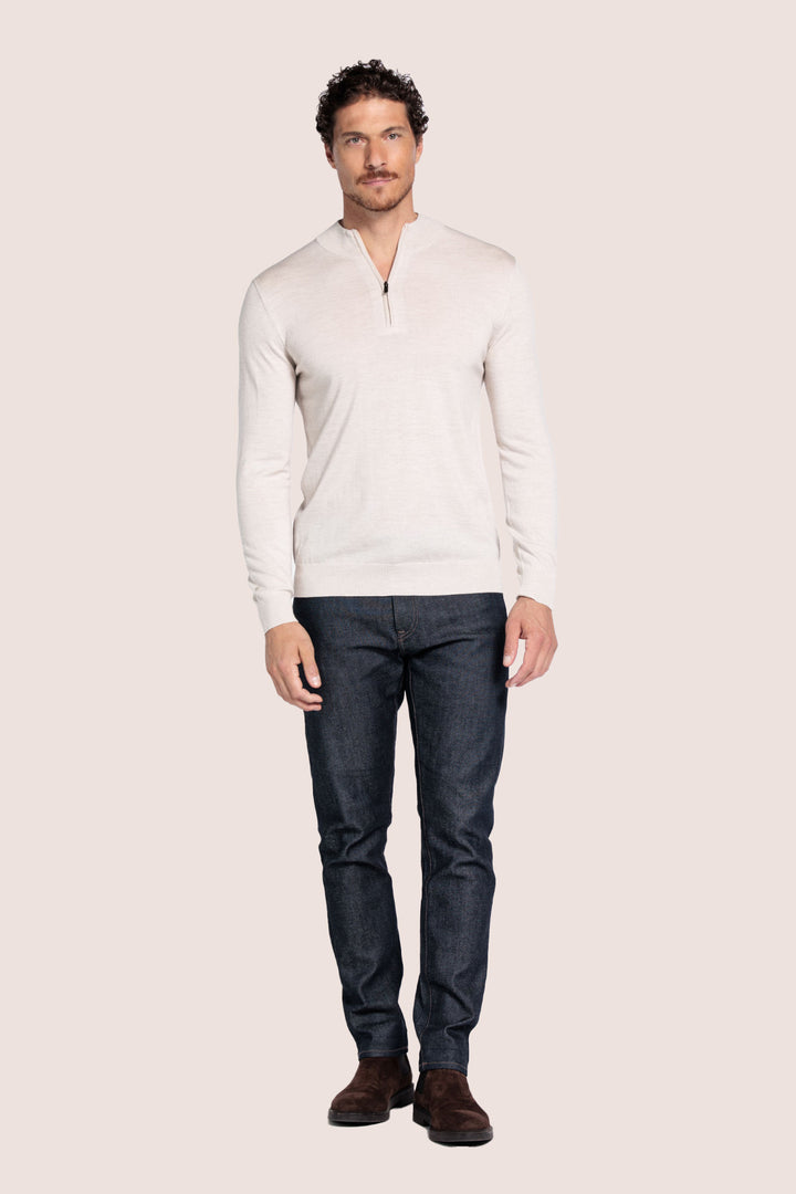 Half-zip Merino Pullover - Wit