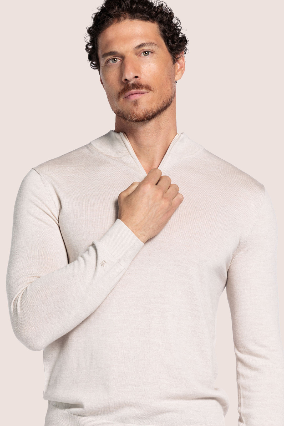 Half-zip Merino Pullover - Wit