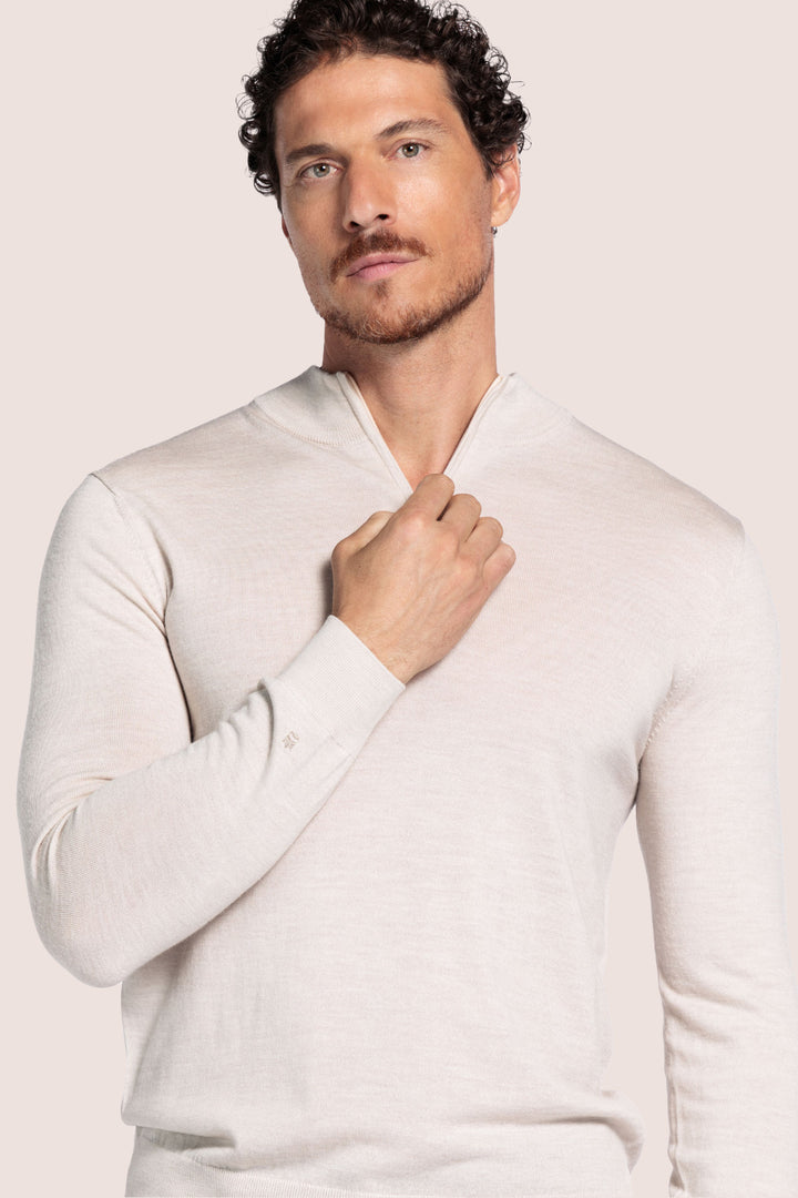 Half-zip Merino Pullover - Wit