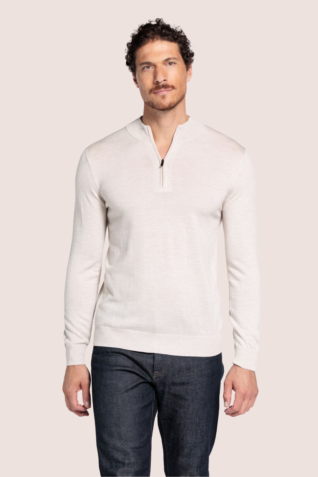 Half-zip Merino Pullover - Wit