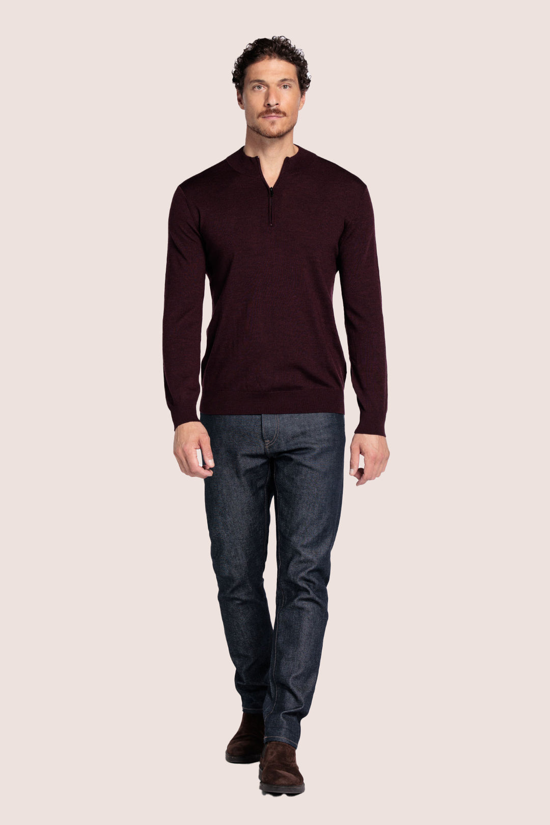 Half-zip Merino Pullover - Donkergrijs