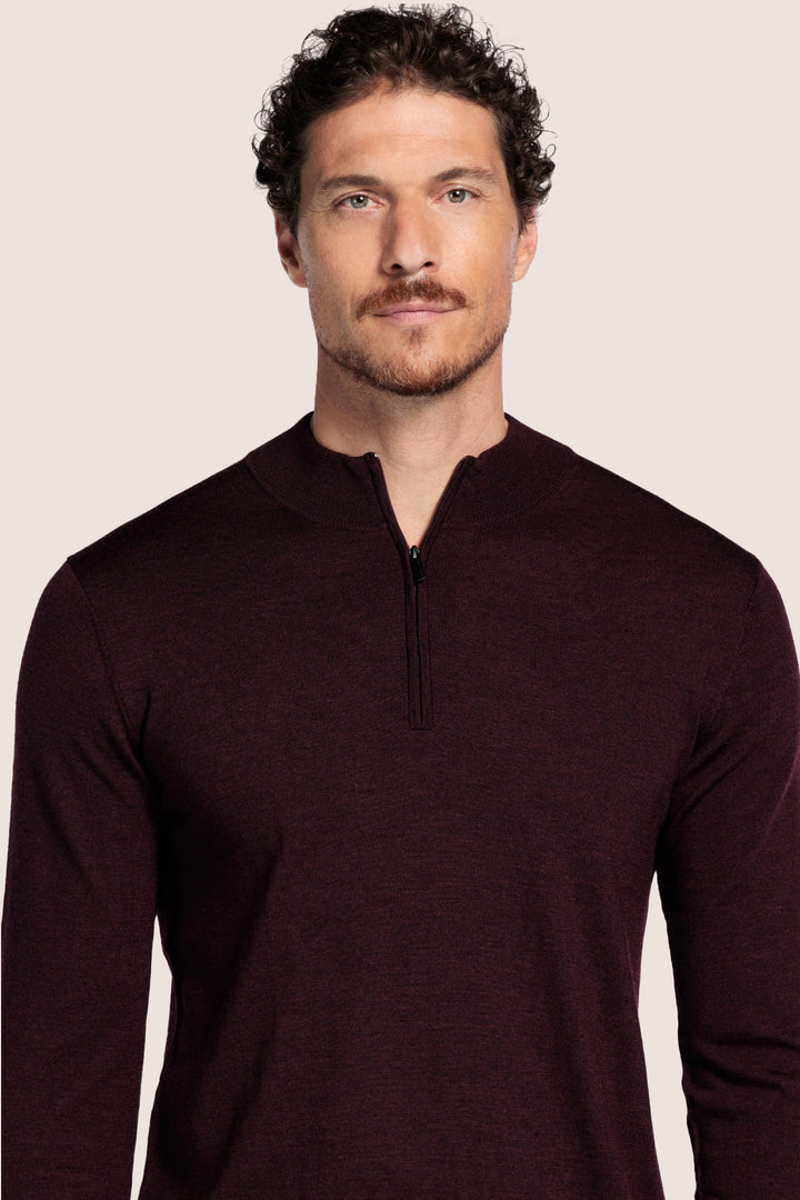 Half-zip Merino Pullover - Donkergrijs