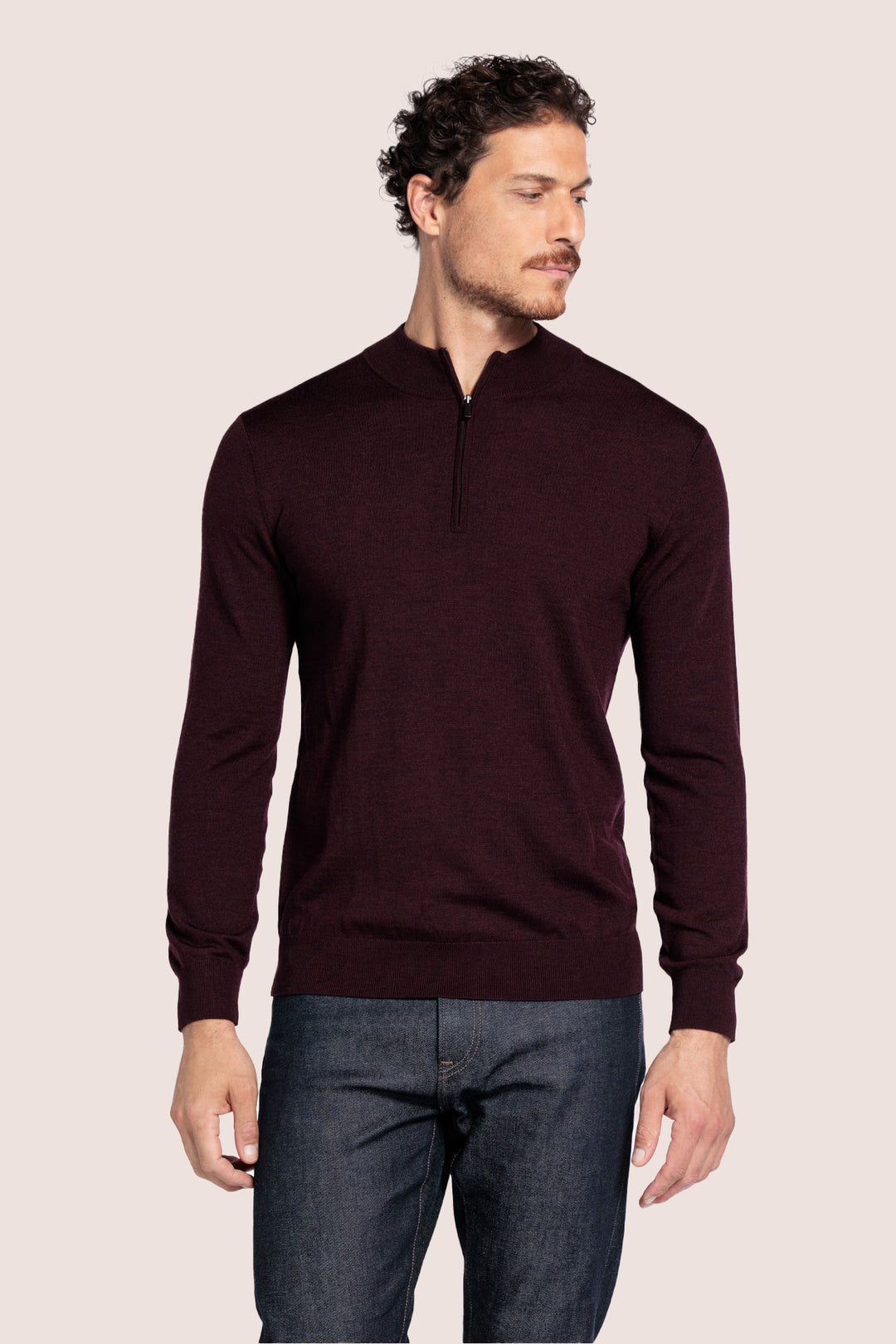 Half-zip Merino Pullover - Donkergrijs