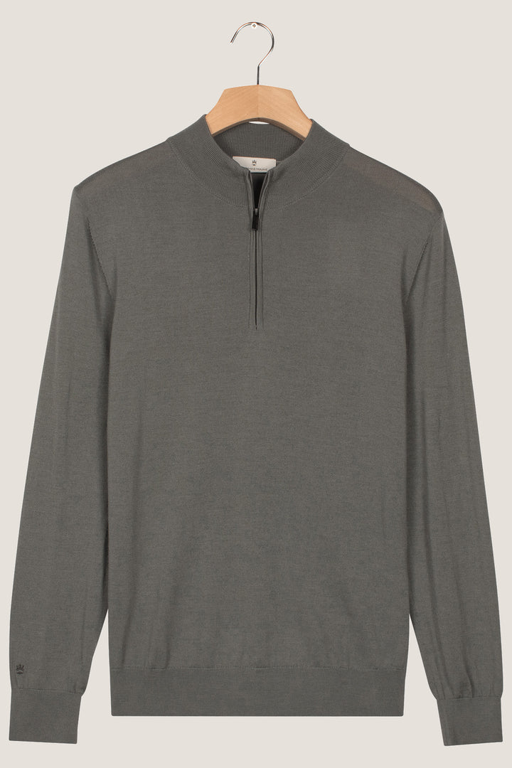 Half-zip Merino Pullover - Lichtgroen