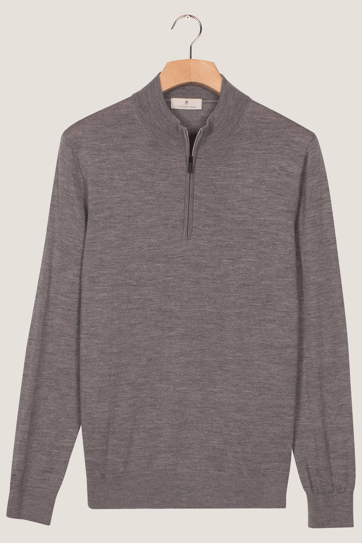 Half-zip Merino Pullover - Grijs