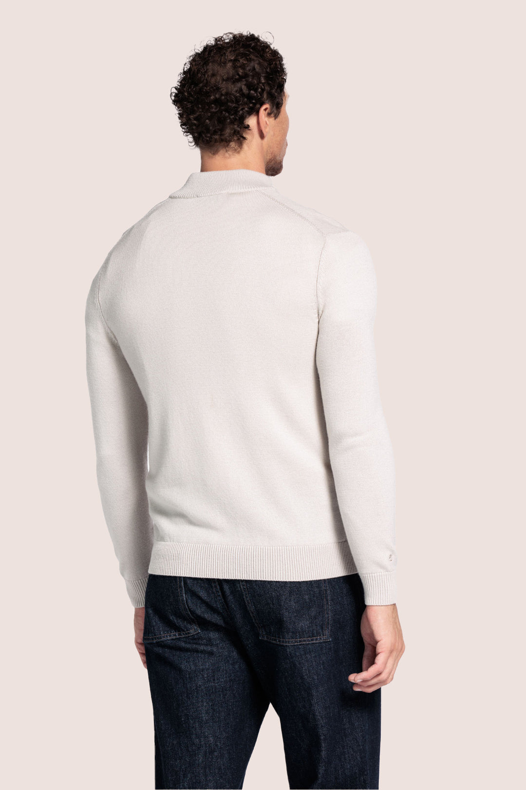 Merino Half button Pullover - Wit