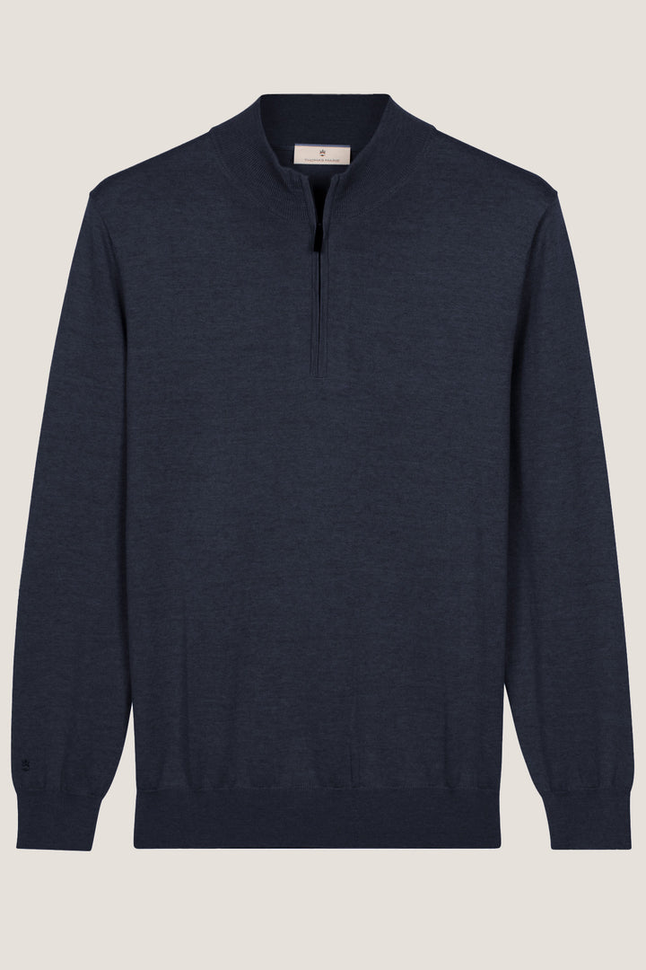 Merino Half Zip Pullover - Navy
