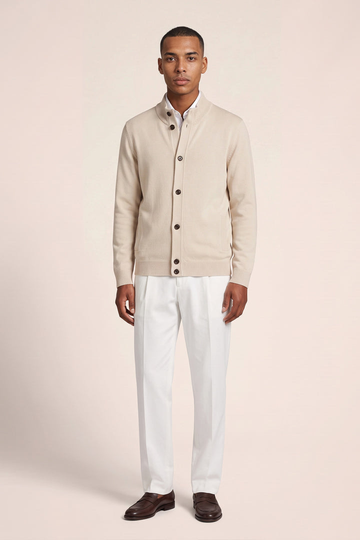 Merino Fijngebreid Vest met Knopen - Off-white