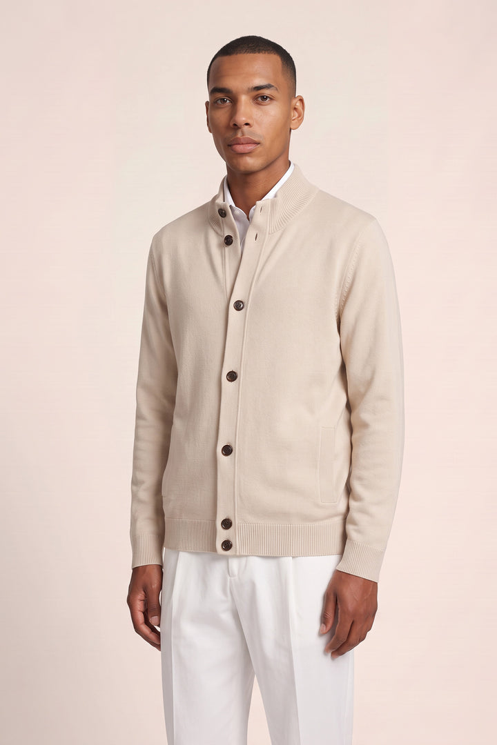 Merino Fijngebreid Vest met Knopen - Off-white
