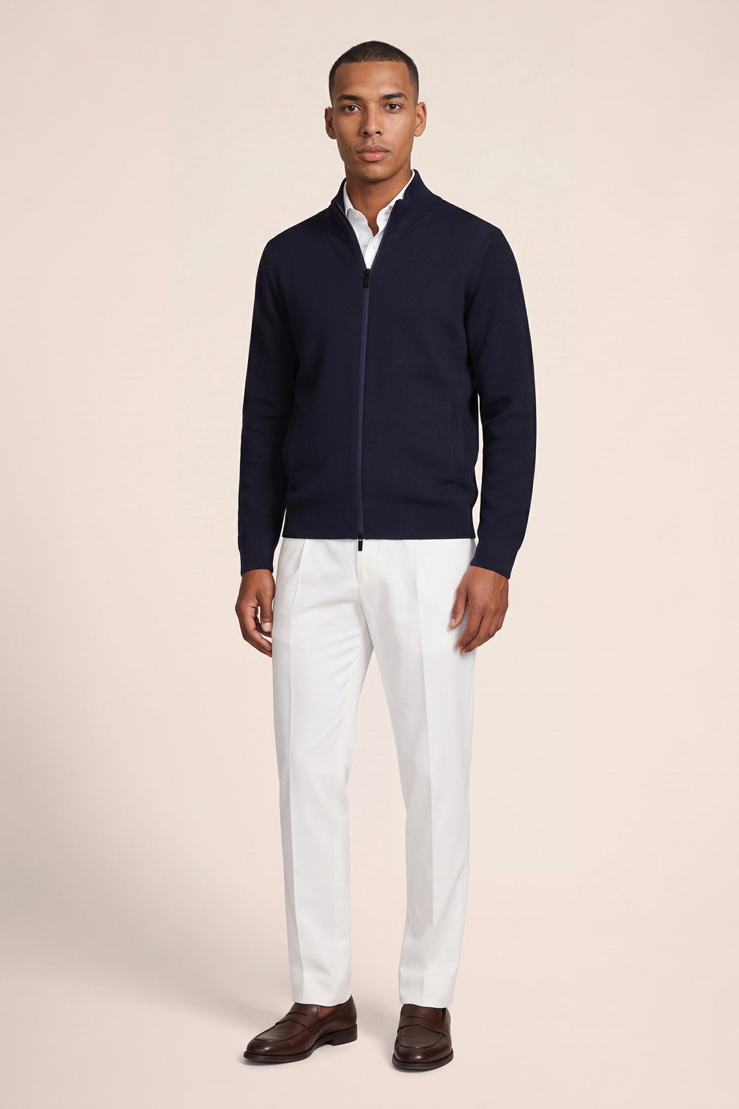 Merino Vest met 2-Way Rits - Blauw
