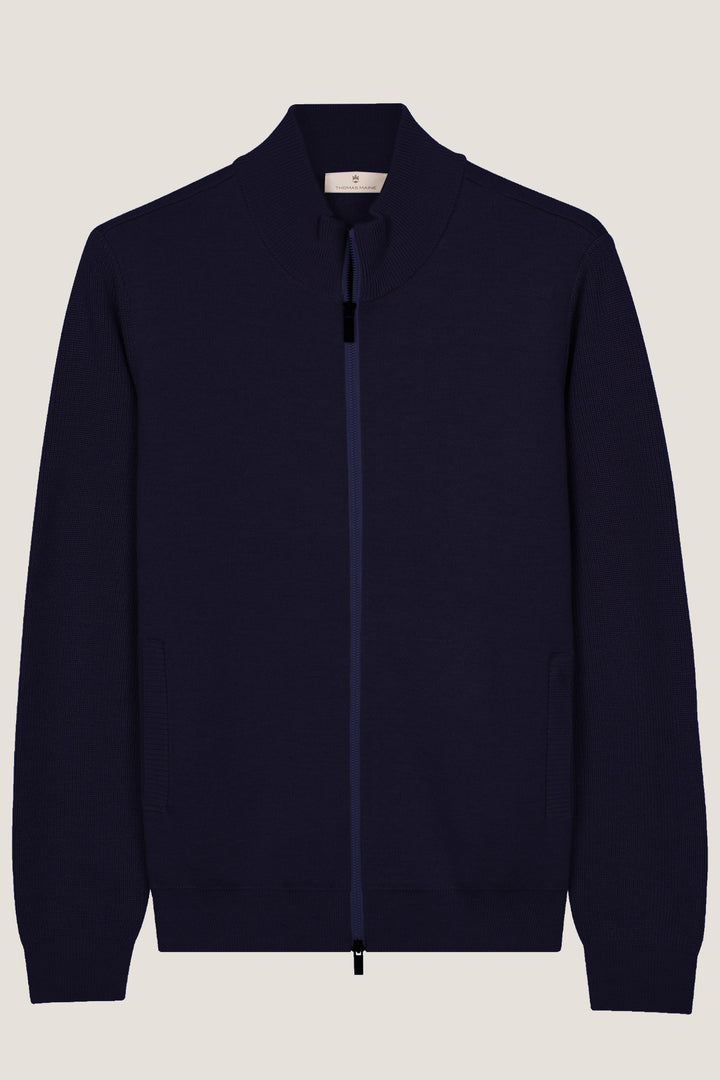 Merino Vest met 2-Way Rits - Blauw