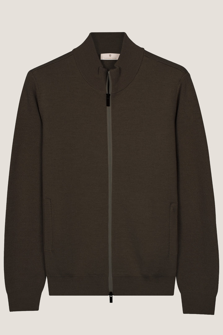Merino Vest met 2-Way Rits - Groen