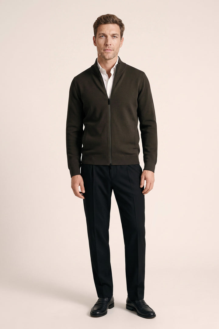 Merino Vest met 2-Way Rits - Groen