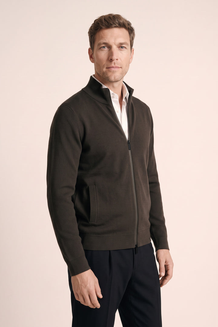 Merino Vest met 2-Way Rits - Groen