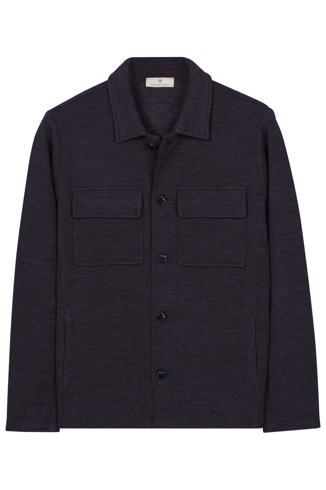 Gebreid Overshirt met Borstzakken - Blauw