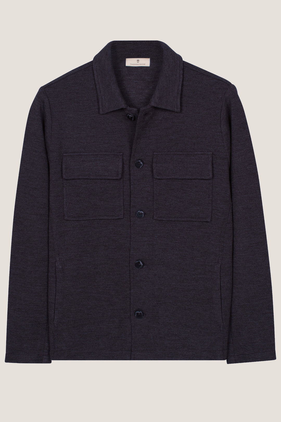 Gebreid Overshirt met Borstzakken - Blauw