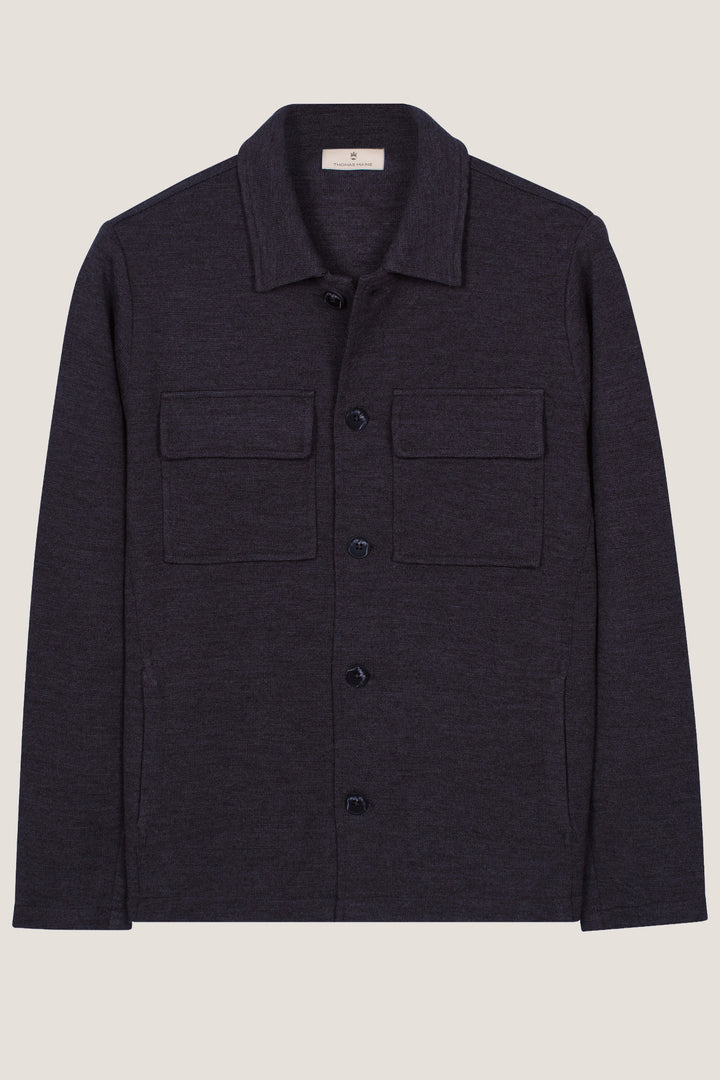 Gebreid Overshirt met Borstzakken - Blauw