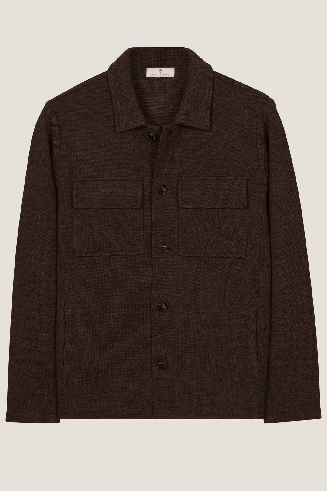 Gebreid Overshirt met Borstzakken - Bruin