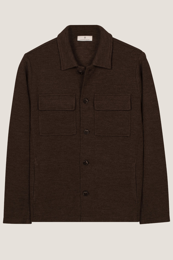 Gebreid Overshirt met Borstzakken - Bruin